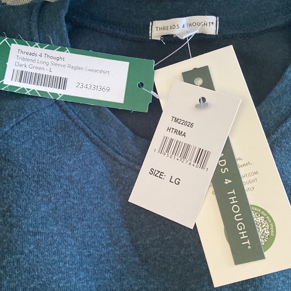 NWT Dark Green Long Sleeve Raglan Sweatshirt - Picture 5 of 5